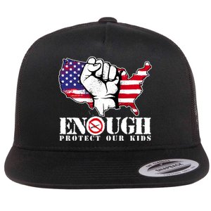 ENOUGH Protect Our Kids Stop Gun Violence Flat Bill Trucker Hat