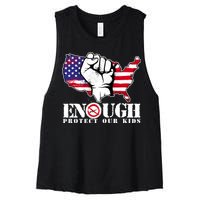 ENOUGH Protect Our Kids Stop Gun Violence Women's Racerback Cropped Tank