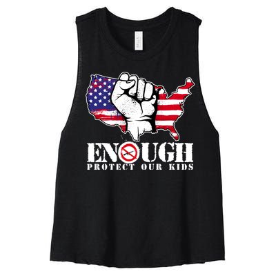 ENOUGH Protect Our Kids Stop Gun Violence Women's Racerback Cropped Tank