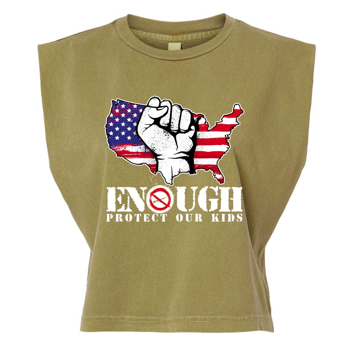 ENOUGH Protect Our Kids Stop Gun Violence Garment-Dyed Women's Muscle Tee