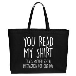 Enough Social Interaction Funny Cotton Canvas Jumbo Tote