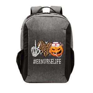 Er Nurse Peace Love Pumpkin Funny Halloween Leopard Vector Backpack