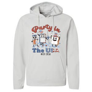 ER Nurse Party In The USA Emergency Room Crew Performance Fleece Hoodie