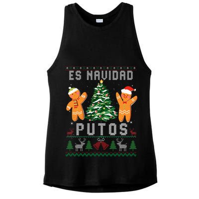 Es Navidad Putos Ugly Christmas Sweater Latino Feliz Navidad Ladies PosiCharge Tri-Blend Wicking Tank