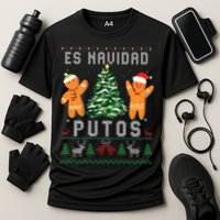 Es Navidad Putos Ugly Christmas Sweater Latino Feliz Navidad Performance Shirt