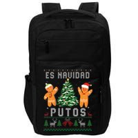 Es Navidad Putos Ugly Christmas Sweater Latino Feliz Navidad Impact Tech Backpack