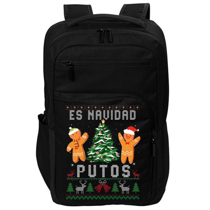 Es Navidad Putos Ugly Christmas Sweater Latino Feliz Navidad Impact Tech Backpack