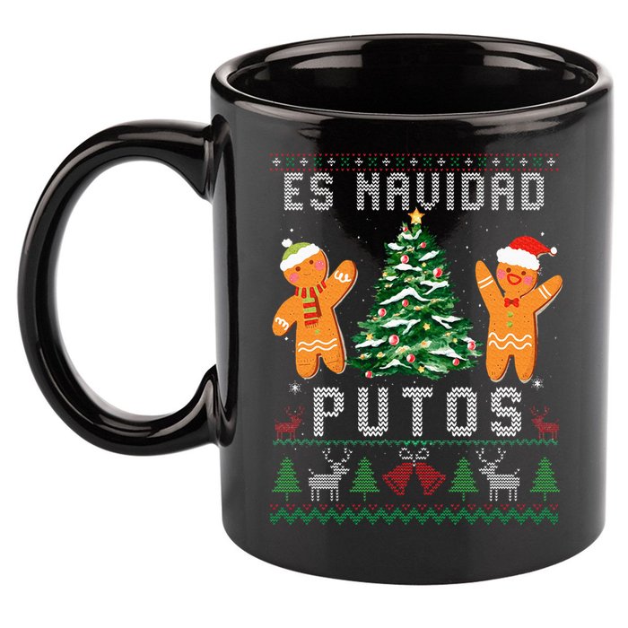 Es Navidad Putos Ugly Christmas Sweater Latino Feliz Navidad 11oz C Handle Ceramic Mug