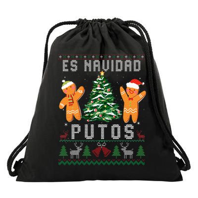 Es Navidad Putos Ugly Christmas Sweater Latino Feliz Navidad Drawstring Bag