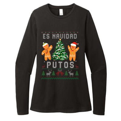 Es Navidad Putos Ugly Christmas Sweater Latino Feliz Navidad Womens CVC Long Sleeve Shirt