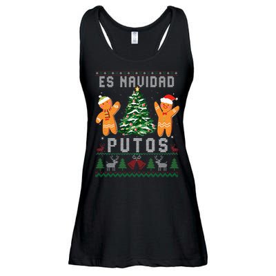 Es Navidad Putos Ugly Christmas Sweater Latino Feliz Navidad Ladies Essential Flowy Tank