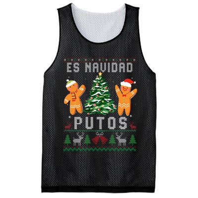 Es Navidad Putos Ugly Christmas Sweater Latino Feliz Navidad Mesh Reversible Basketball Jersey Tank