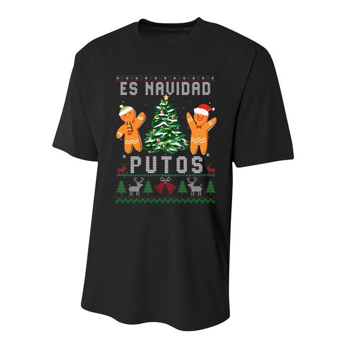 Es Navidad Putos Ugly Christmas Sweater Latino Feliz Navidad Youth Performance Sprint T-Shirt