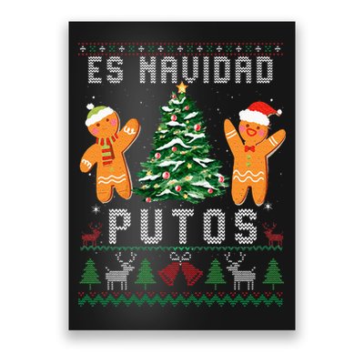 Es Navidad Putos Ugly Christmas Sweater Latino Feliz Navidad Poster