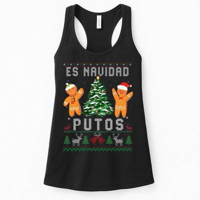 Es Navidad Putos Ugly Christmas Sweater Latino Feliz Navidad Womens Tank Top
