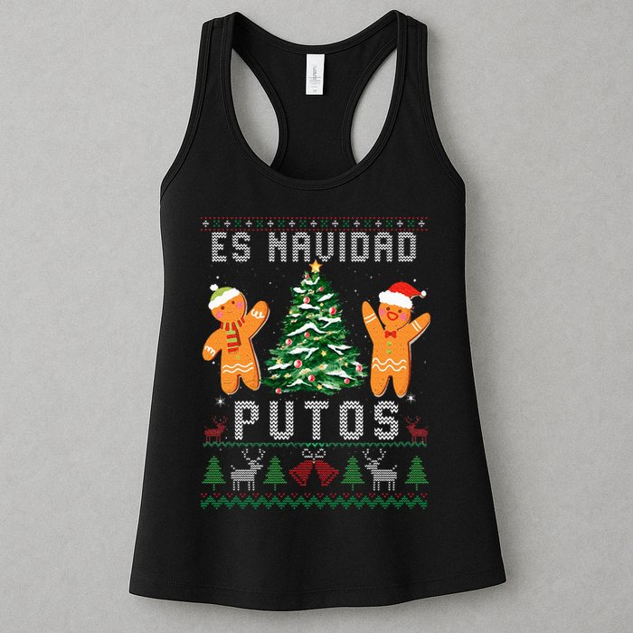 Es Navidad Putos Ugly Christmas Sweater Latino Feliz Navidad Womens Tank Top