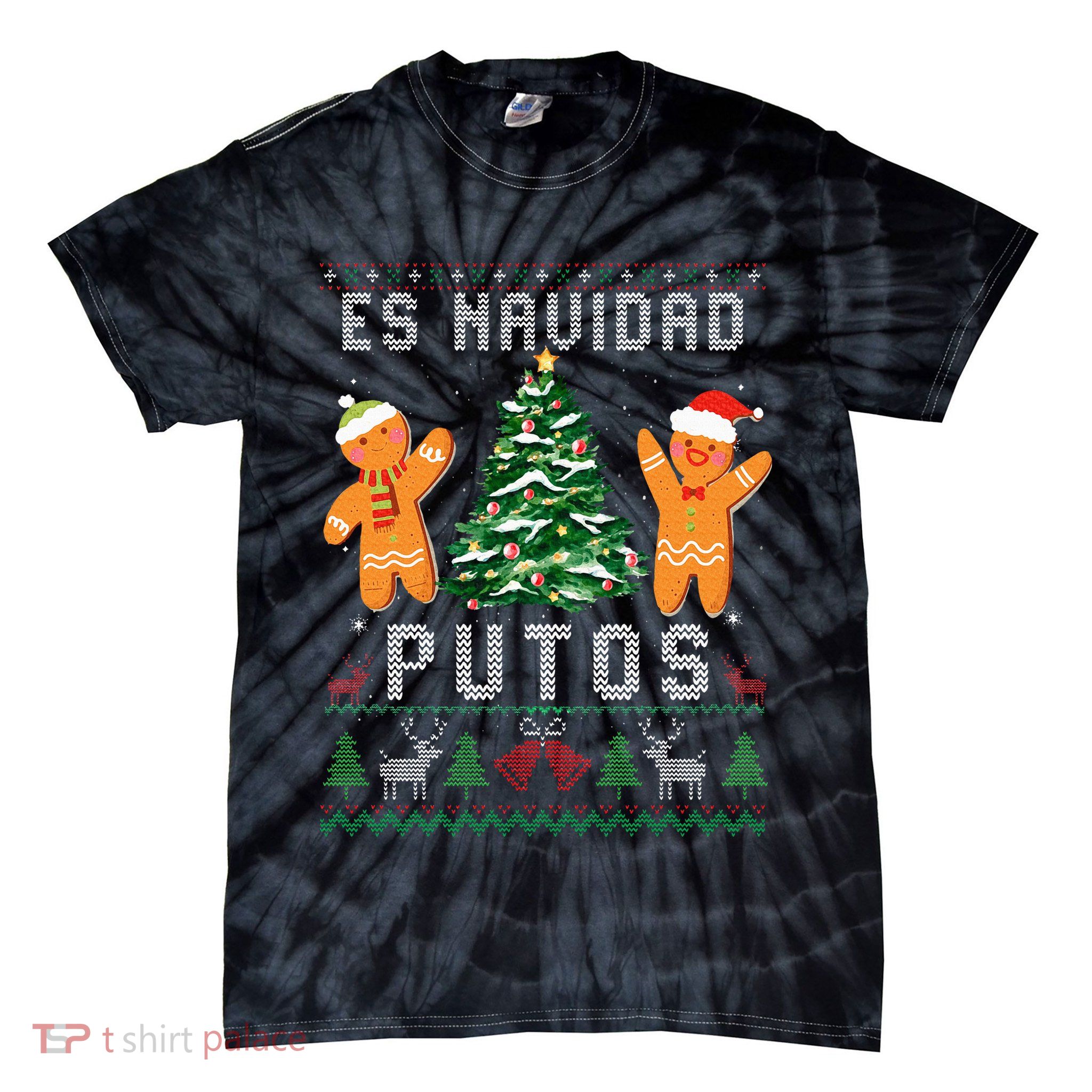 Es Navidad Putos Ugly Christmas Sweater Latino Feliz Navidad Tie-Dye T-Shirt