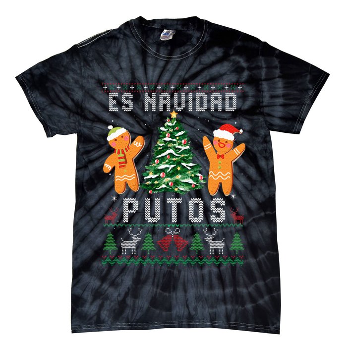 Es Navidad Putos Ugly Christmas Sweater Latino Feliz Navidad Tie-Dye T-Shirt