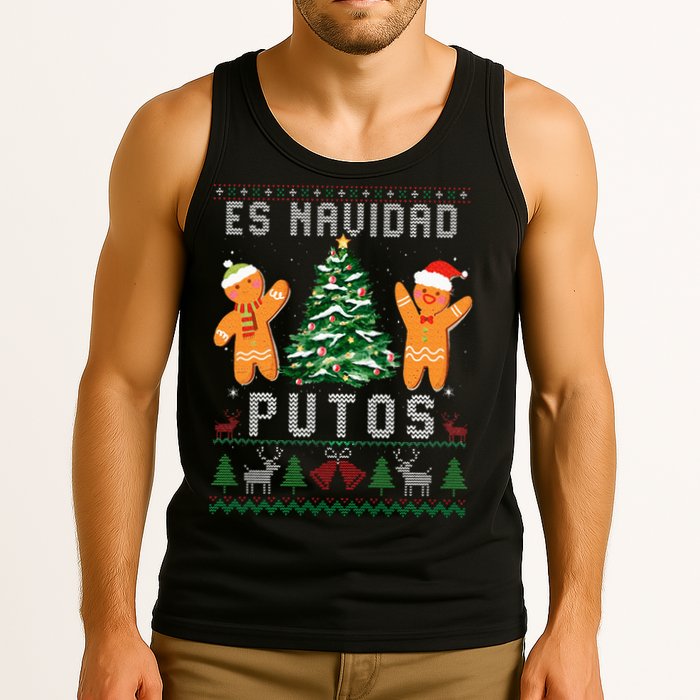 Es Navidad Putos Ugly Christmas Sweater Latino Feliz Navidad Tank Top