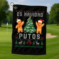 Es Navidad Putos Ugly Christmas Sweater Latino Feliz Navidad Golf Towel