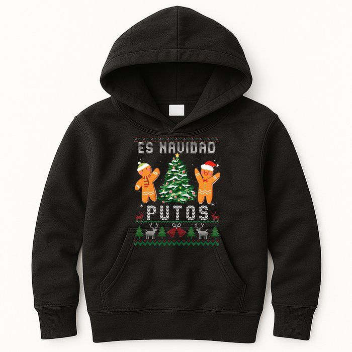 Es Navidad Putos Ugly Christmas Sweater Latino Feliz Navidad Kids Hoodie