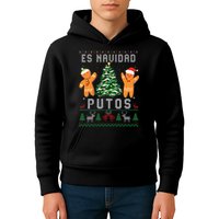 Es Navidad Putos Ugly Christmas Sweater Latino Feliz Navidad Kids Hoodie