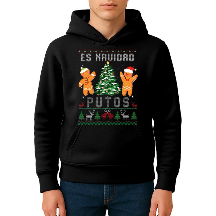 Es Navidad Putos Ugly Christmas Sweater Latino Feliz Navidad Kids Hoodie