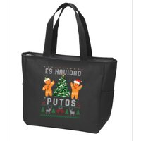 Es Navidad Putos Ugly Christmas Sweater Latino Feliz Navidad Zip Tote Bag