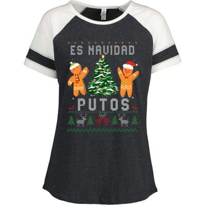 Es Navidad Putos Ugly Christmas Sweater Latino Feliz Navidad Enza Ladies Jersey Colorblock Tee