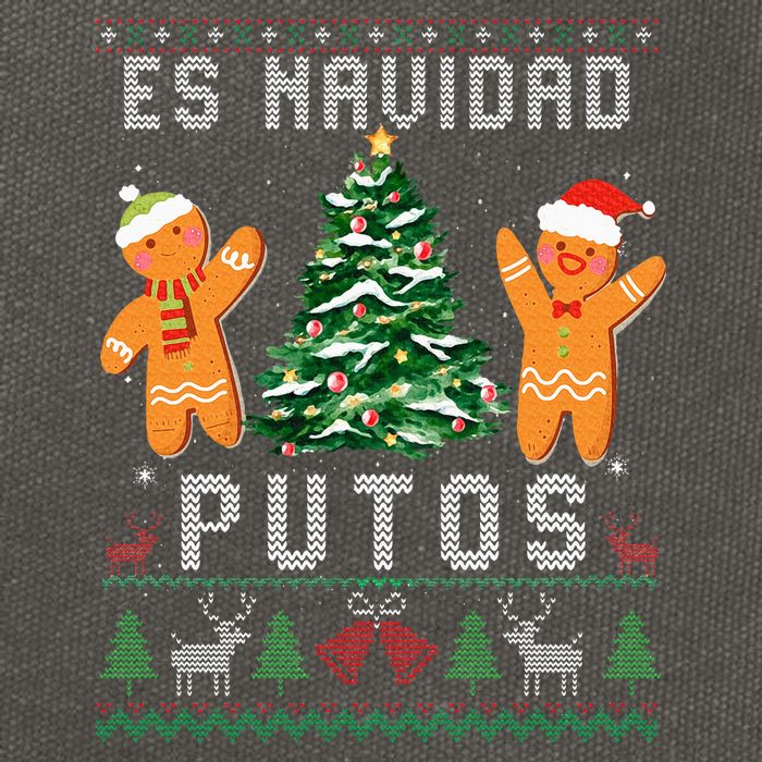 Es Navidad Putos Ugly Christmas Sweater Latino Feliz Navidad Cotton Canvas Backpack
