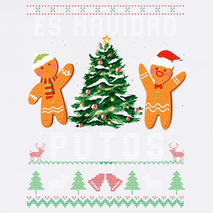 Es Navidad Putos Ugly Christmas Sweater Latino Feliz Navidad Garment-Dyed Sweatshirt