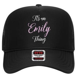 Emily Name Personalized Women Girl Black Cute Gift Her High Crown Mesh Back Trucker Hat