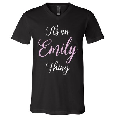 Emily Name Personalized Women Girl Black Cute Gift Her V-Neck T-Shirt