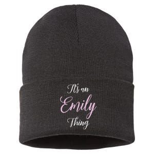 Emily Name Personalized Women Girl Black Cute Gift Her Sustainable Knit Beanie