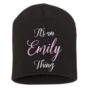 Emily Name Personalized Women Girl Black Cute Gift Her Short Acrylic Beanie