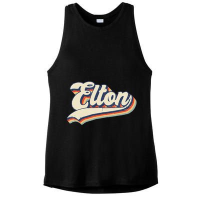 Elton Name Personalized Vintage Gift Ladies PosiCharge Tri-Blend Wicking Tank