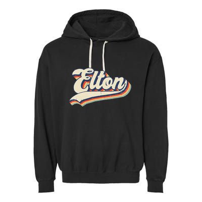 Elton Name Personalized Vintage Gift Garment-Dyed Fleece Hoodie