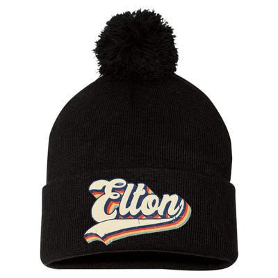 Elton Name Personalized Vintage Gift Pom Pom 12in Knit Beanie