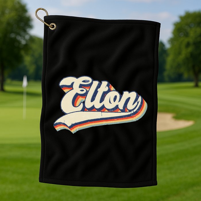 Elton Name Personalized Vintage Gift Golf Towel