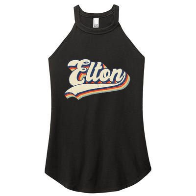 Elton Name Personalized Vintage Gift Women's Perfect Tri Rocker Tank