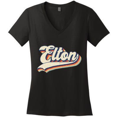Elton Name Personalized Vintage Gift Women's V-Neck T-Shirt