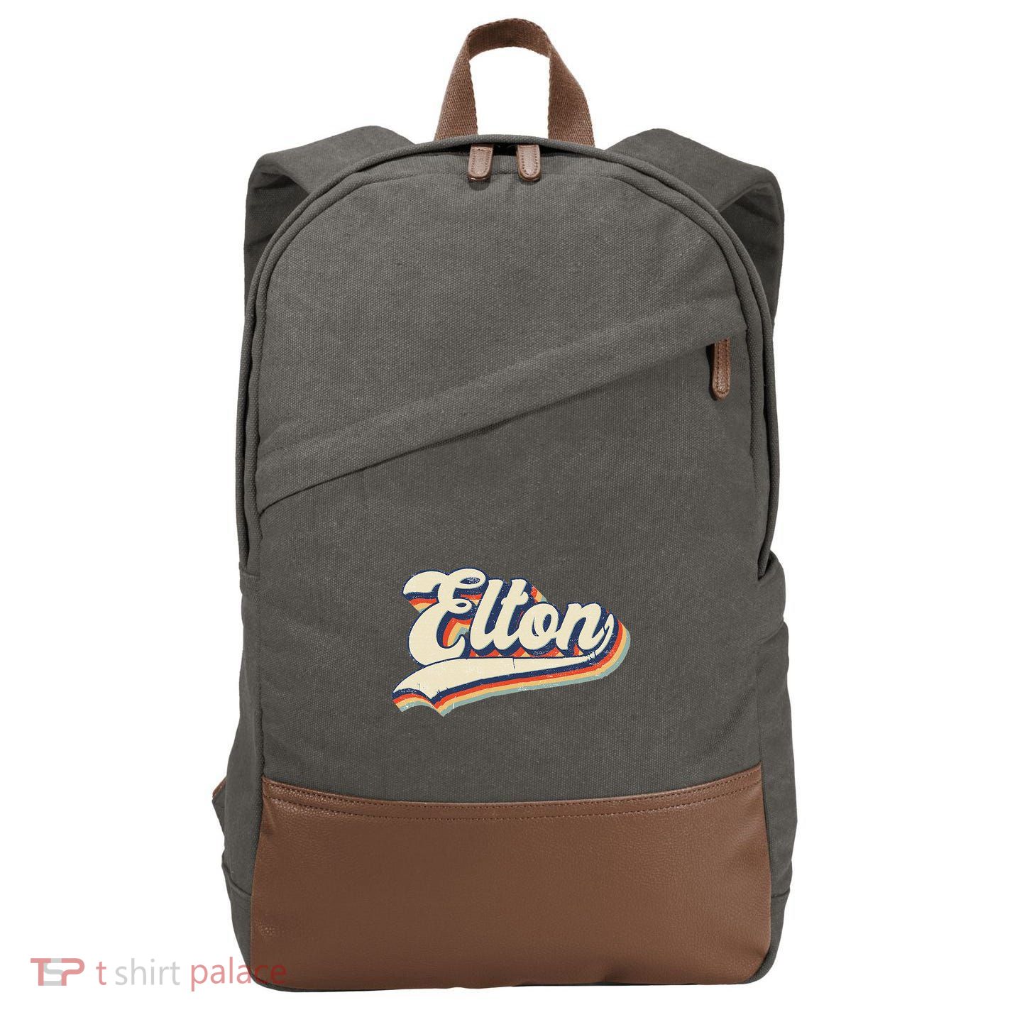 Elton Name Personalized Vintage Gift Cotton Canvas Backpack