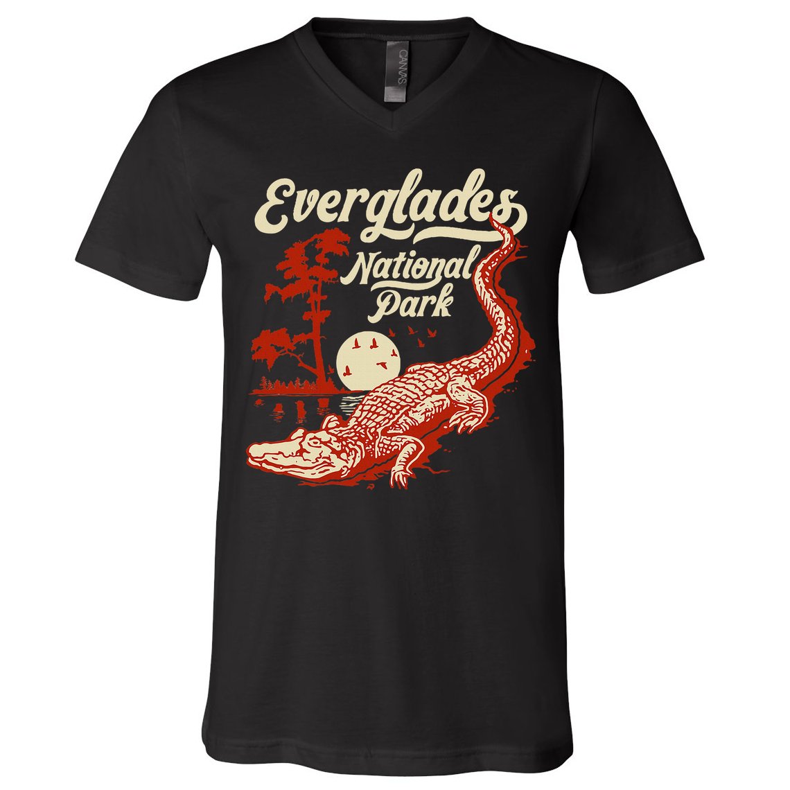 Everglades National Park Vintage Crocodile Alligator Florida V-Neck T-Shirt