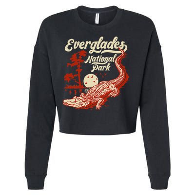 Everglades National Park Vintage Crocodile Alligator Florida Cropped Pullover Crew