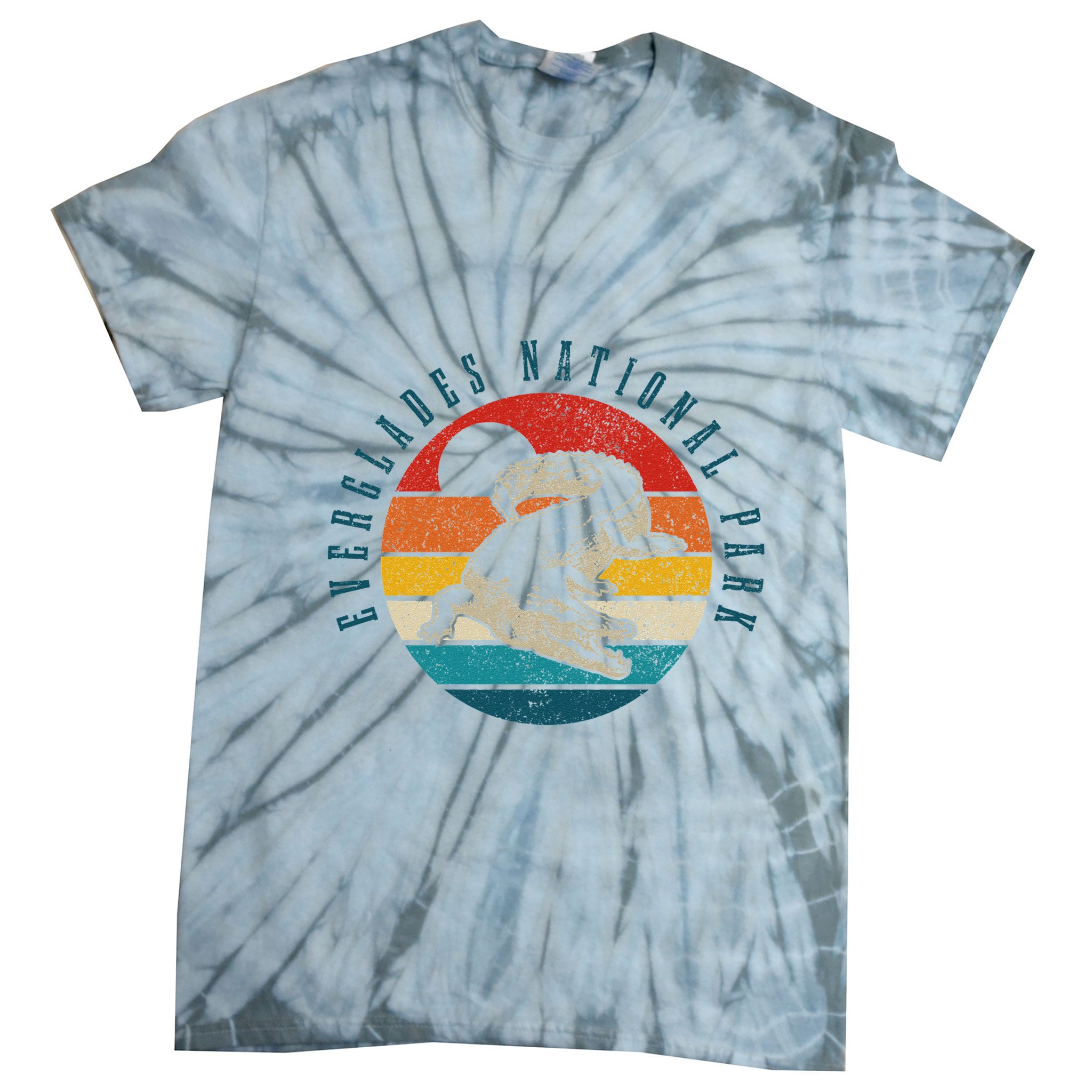 Everglades National Park Florida Vintage Alligator Crocodile Tie-Dye T-Shirt