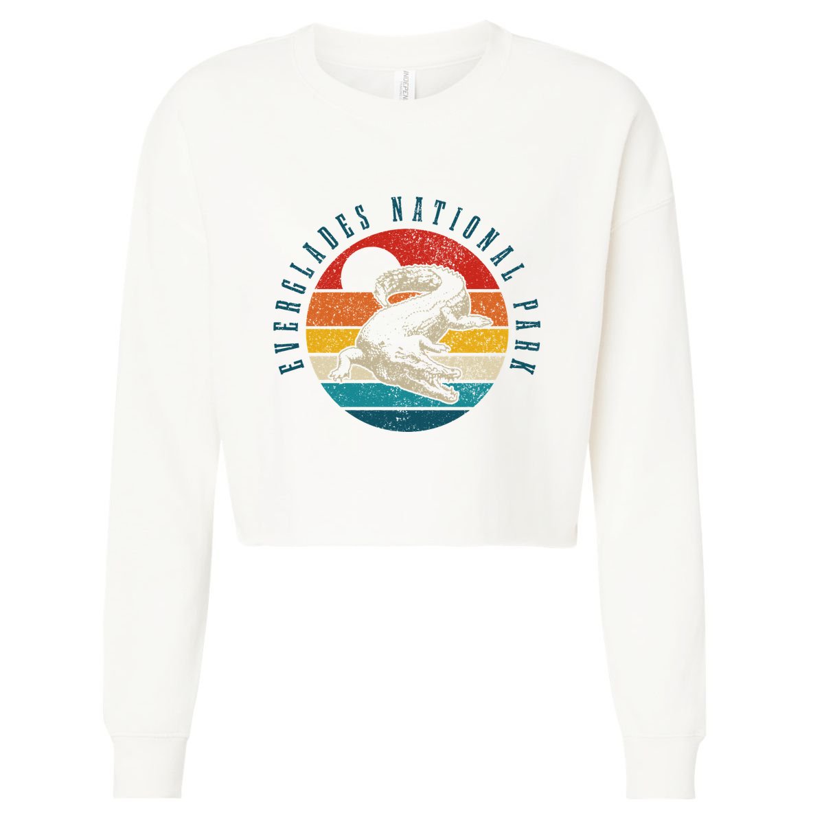 Everglades National Park Florida Vintage Alligator Crocodile Cropped Pullover Crew