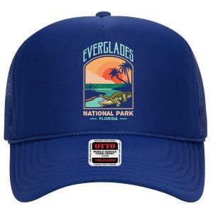 Everglades National Park Us Crocodile Florida Alligators Gift High Crown Mesh Back Trucker Hat