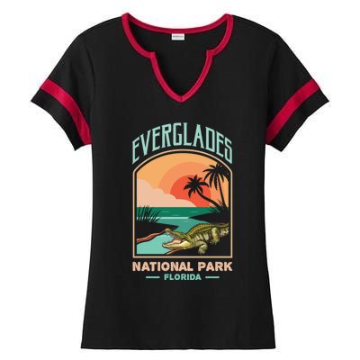 Everglades National Park Us Crocodile Florida Alligators Gift Ladies Halftime Notch Neck Tee