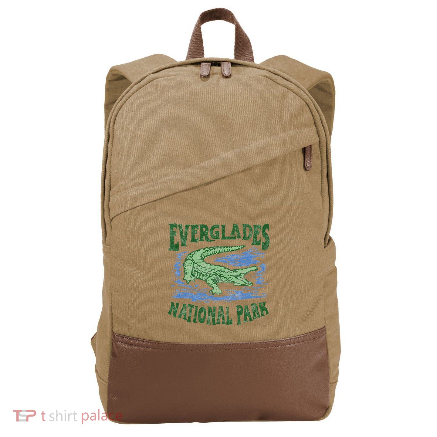 Everglades National Park Florida Retro Alligator Cotton Canvas Backpack
