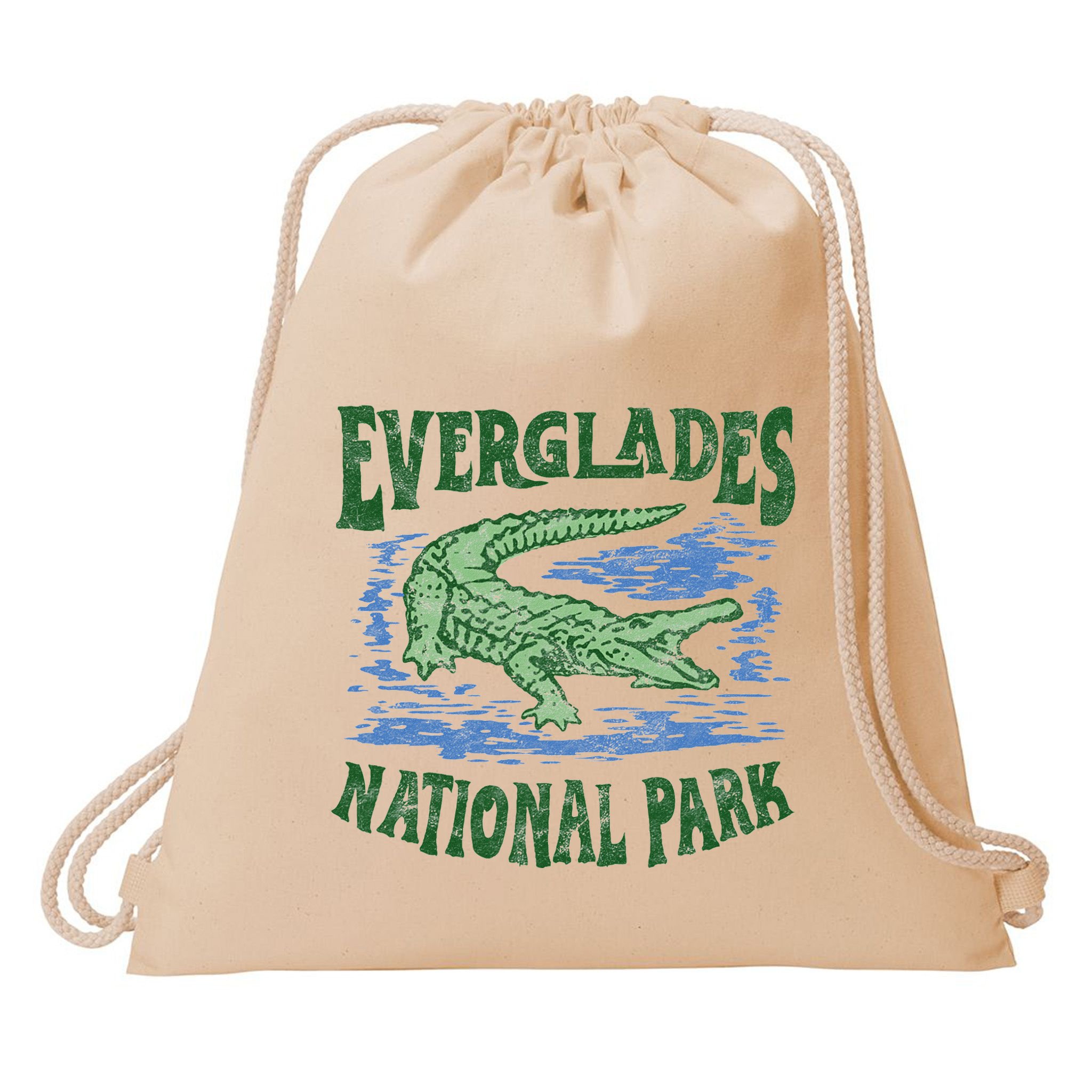 Everglades National Park Florida Retro Alligator Drawstring Bag